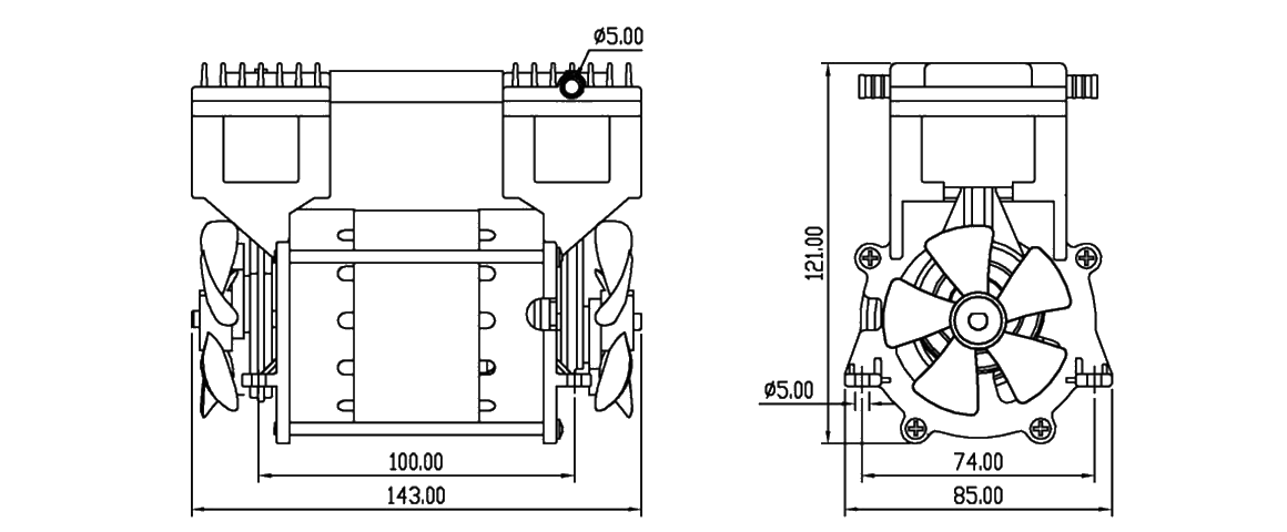 HP-200V活(huo)塞(sai)真(zhen)空(kong)泵(beng) 尺寸圖