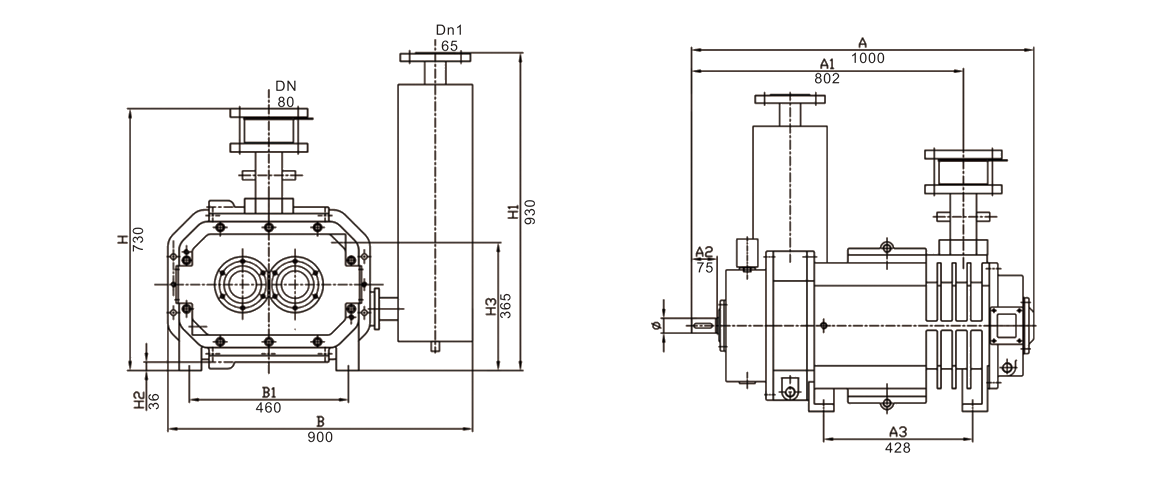 RSP800榦式螺(luo)桿真空泵 尺寸圖