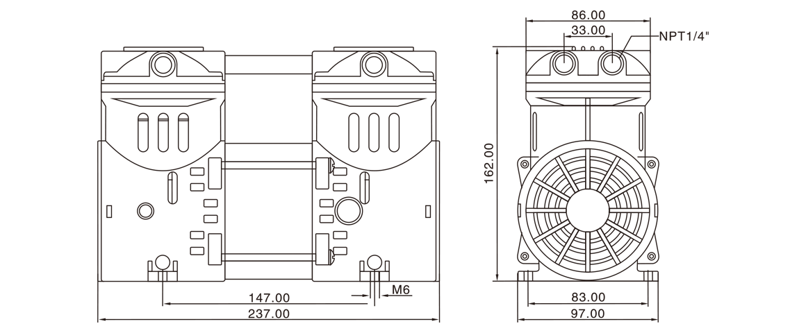 HP-550V活(huo)塞真(zhen)空(kong)泵(beng) 尺(chi)寸圖(tu)