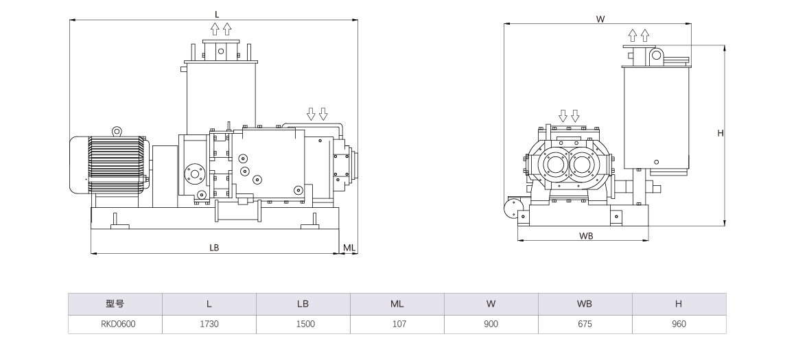 RKD0600榦(gan)式(shi)螺(luo)桿(gan)真(zhen)空泵 尺(chi)寸圖